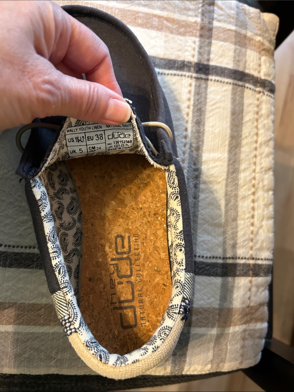 Hey Dude Navy Canvas Slip-On Shoes with Cream Laces - Picture 2 of 5